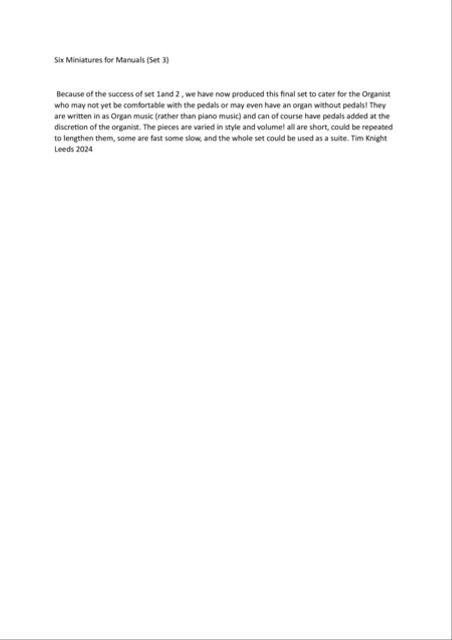 Six miniatures for Manuals set 3 Organ Solo scores gallery preview page 2