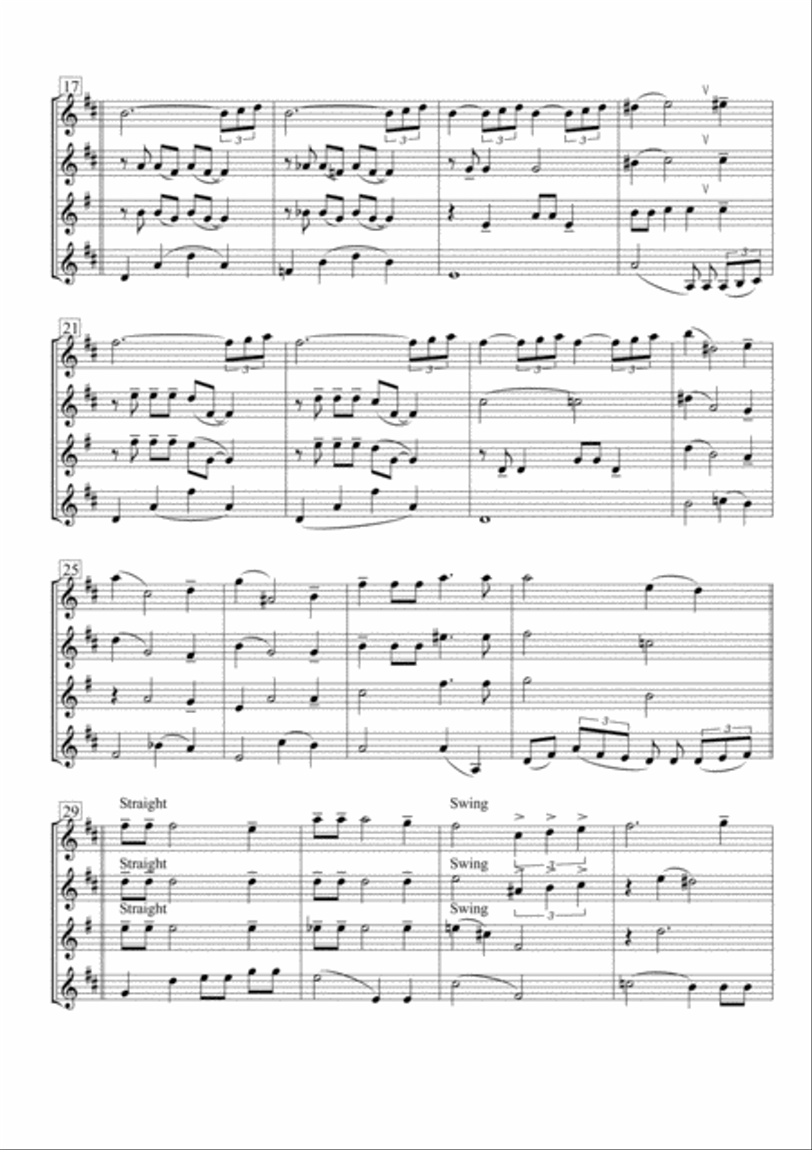 Moonlight Serenade Saxophone Quartet scores gallery preview page 3