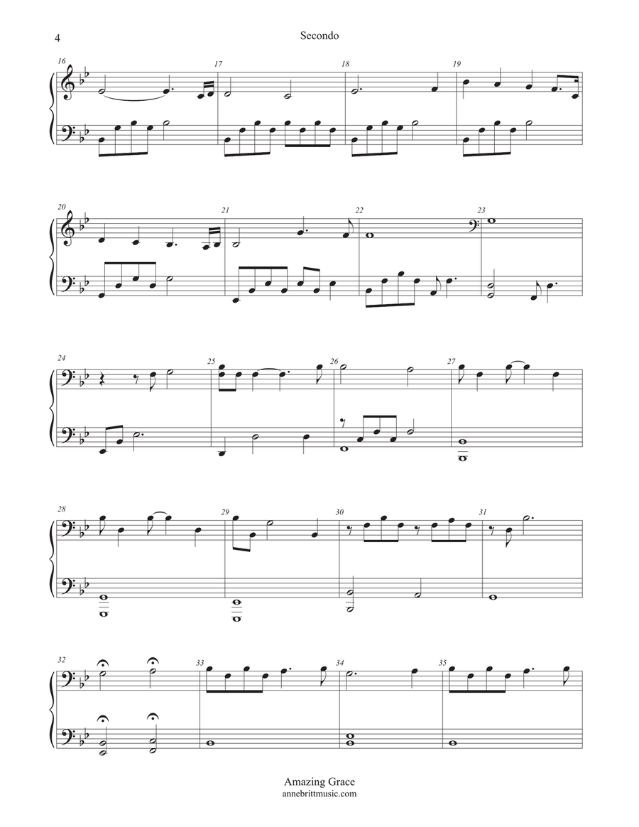 Amazing Grace (piano duet) 1 Piano, 4-Hands scores gallery preview page 3