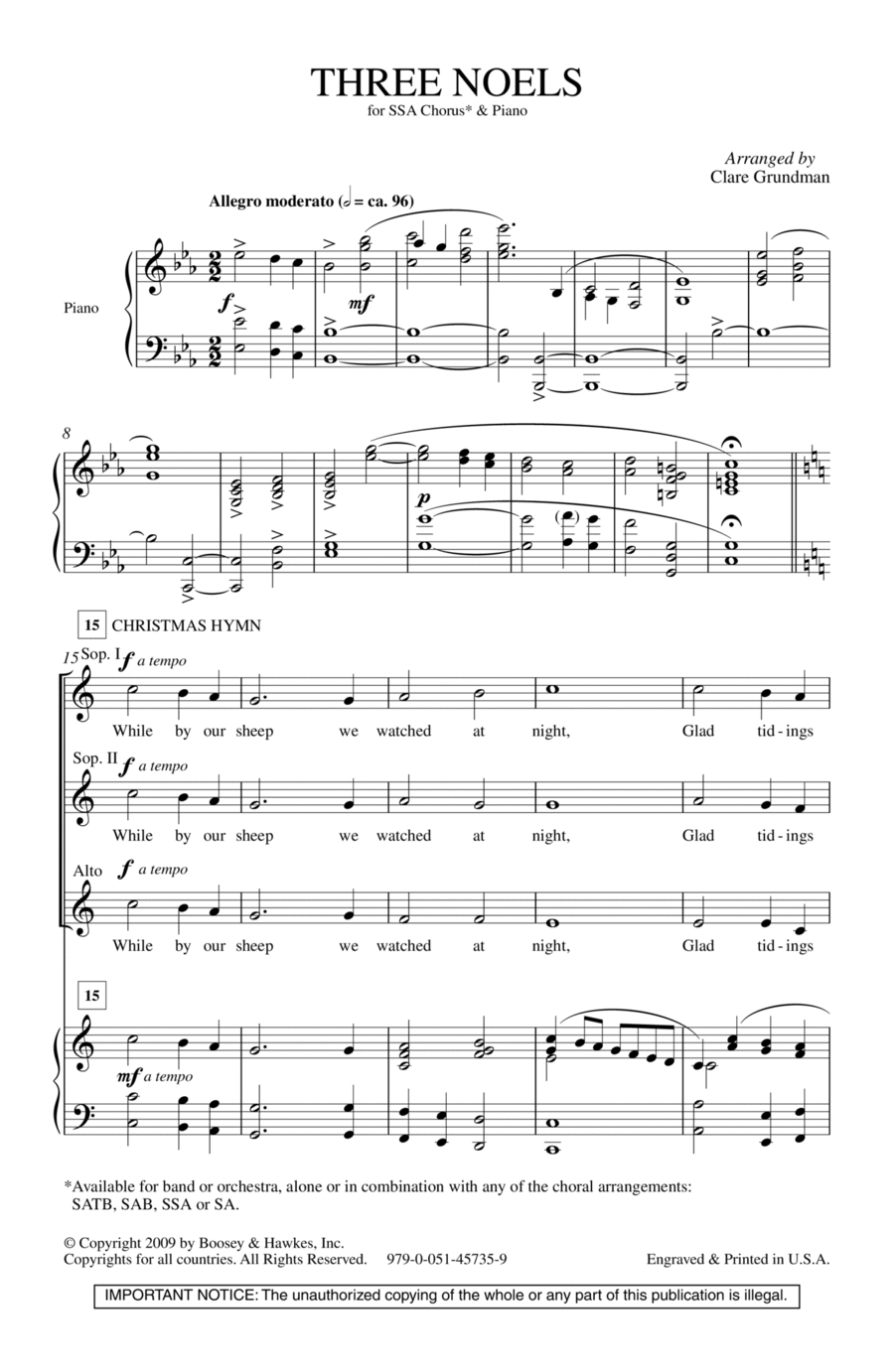 Three Noels Three Noels SSA scores gallery preview page 1