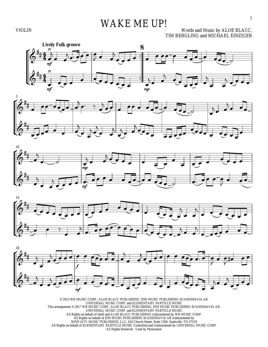 Wake Me Up! String Duet scores gallery preview page 1