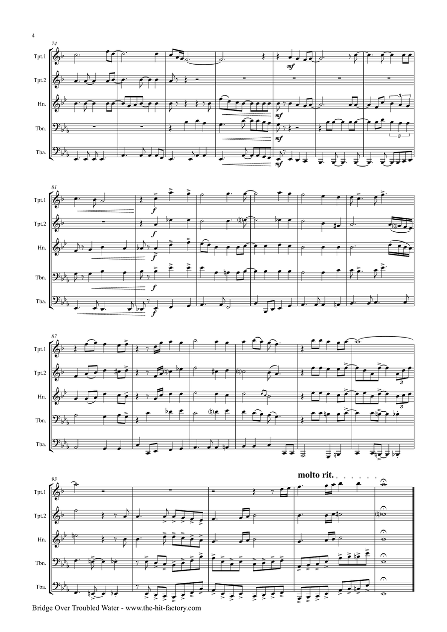 Bridge Over Troubled Water Brass Ensemble scores gallery preview page 4