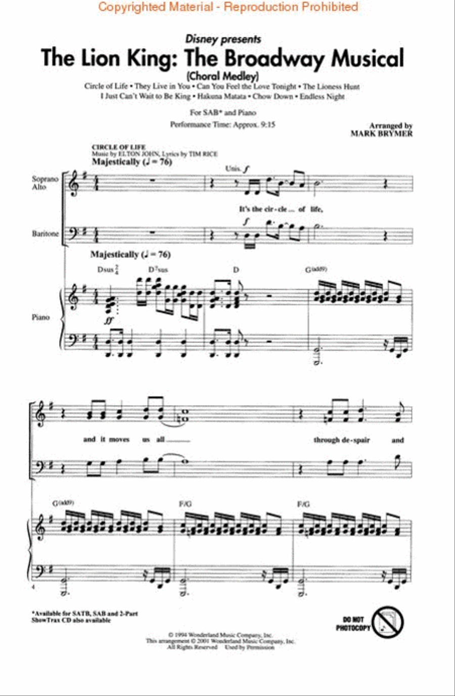 The Lion King: The Broadway Musical (Choral Medley) 3-Part scores gallery preview page 2