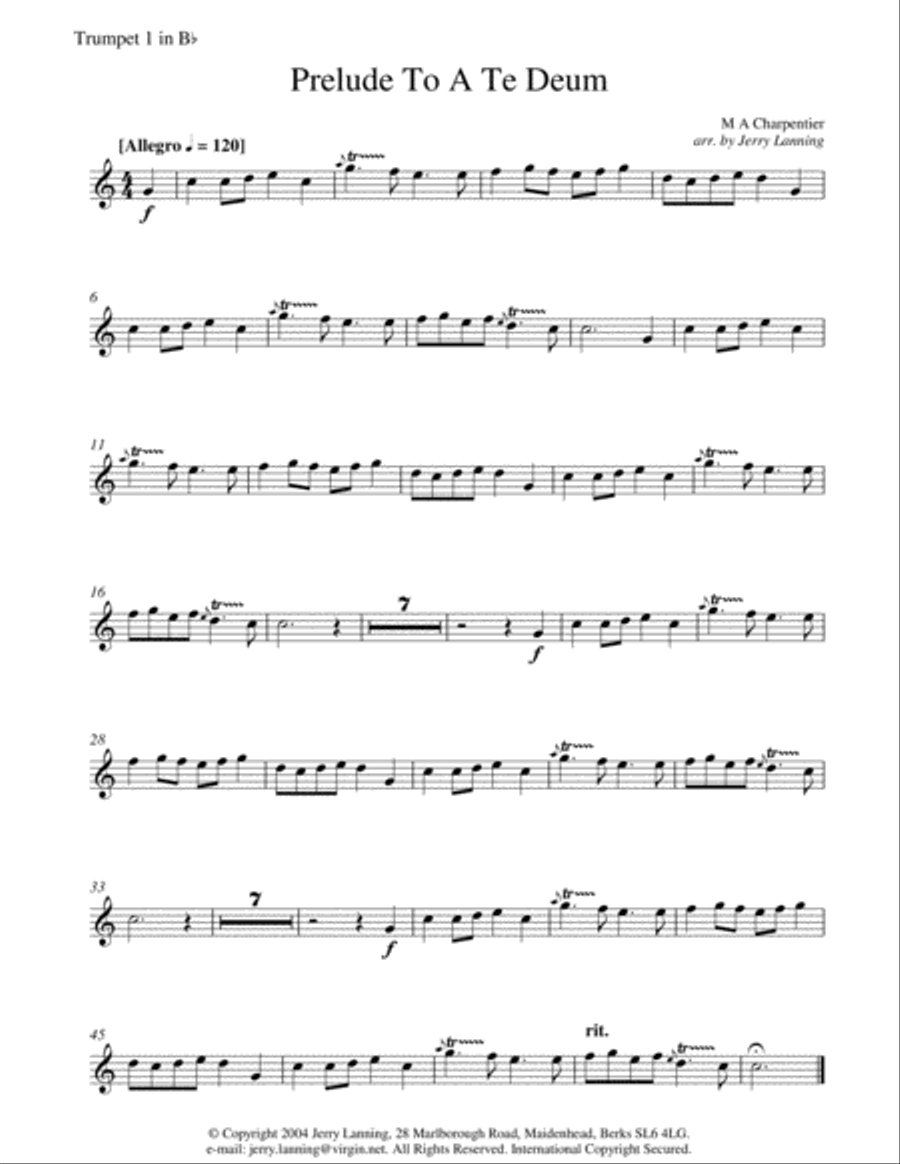Prelude to a Te Deum for brass quintet Brass Quintet scores gallery preview page 5