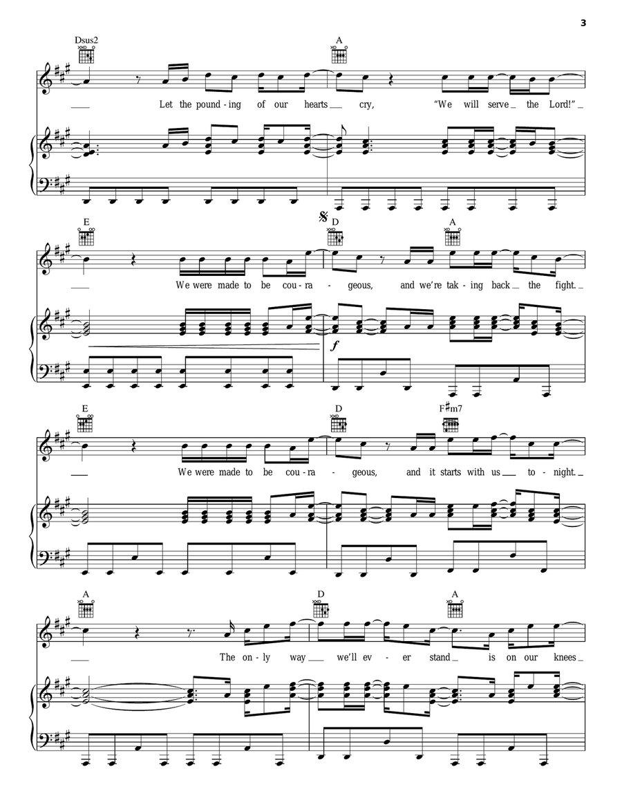 Courageous Piano, Vocal, Guitar scores gallery preview page 3