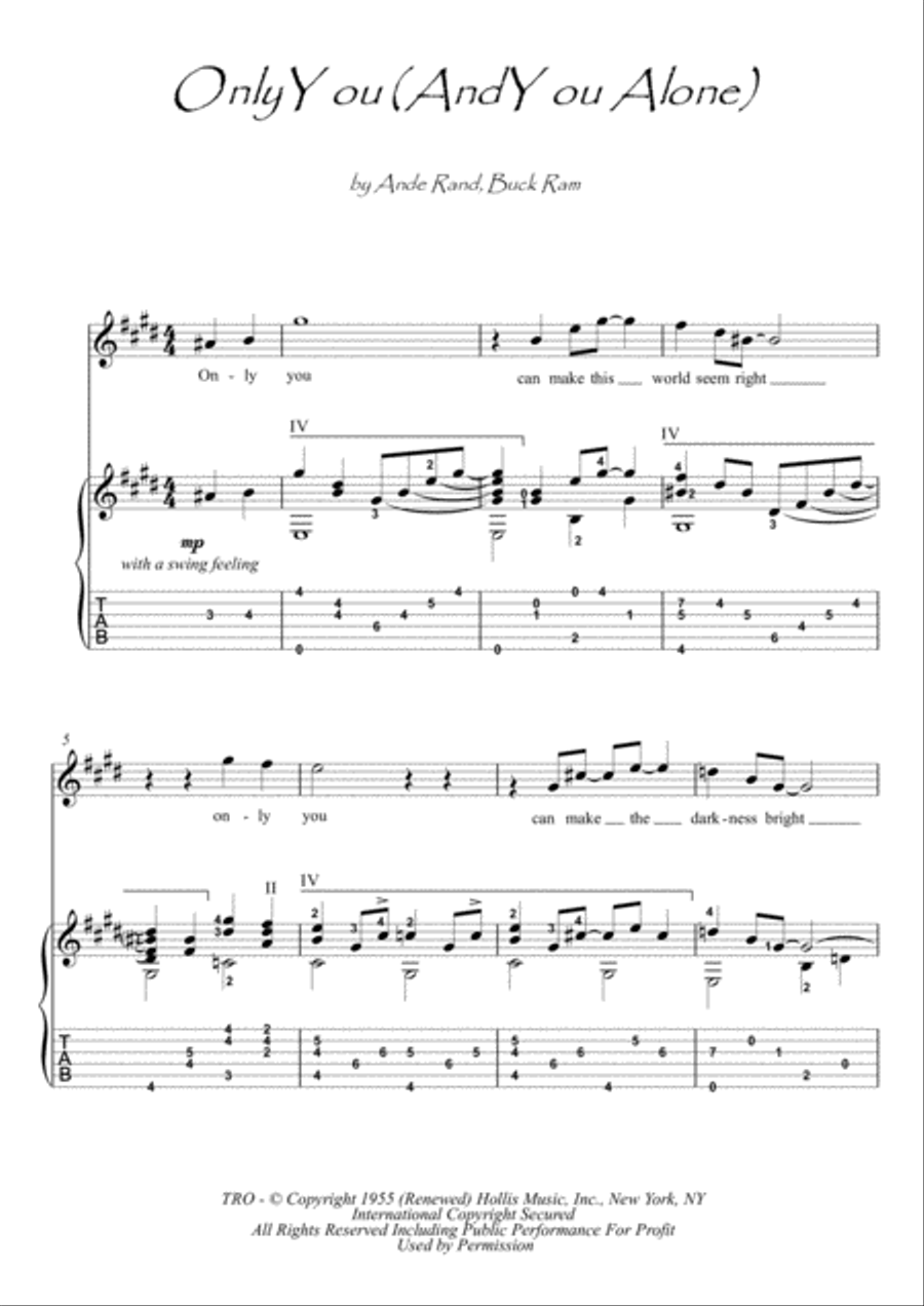 Only You (and You Alone) Electric Guitar scores gallery preview page 1