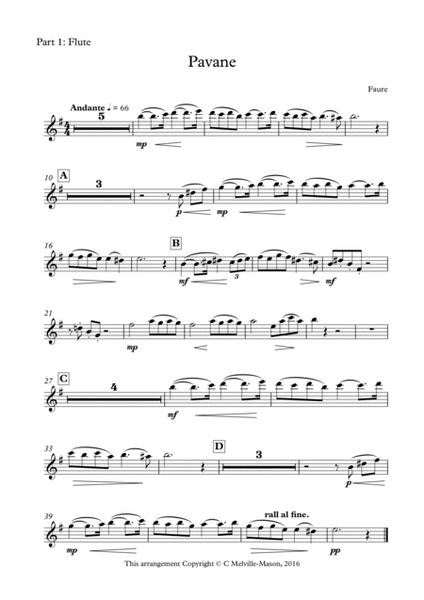 Pavane (2 flutes, oboe and clarinet/bassoon) image number null