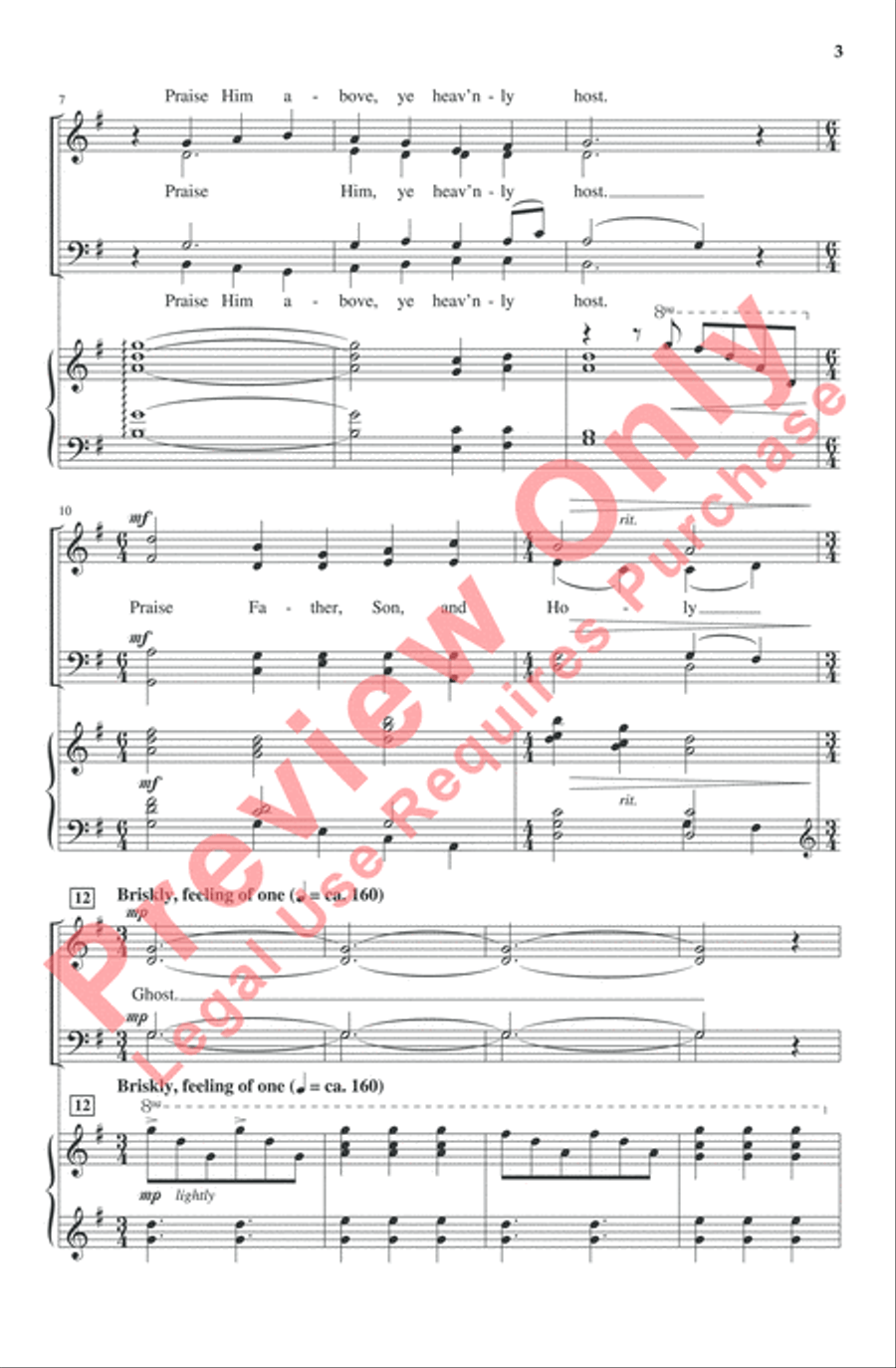 Praise to the Lord, the Almighty 4-Part scores gallery preview page 15