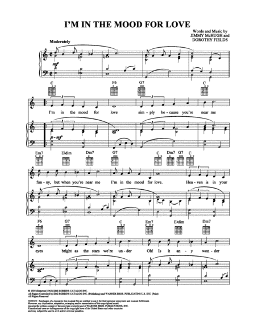 I'm in the Mood for Love Piano, Vocal, Guitar scores gallery preview page 1