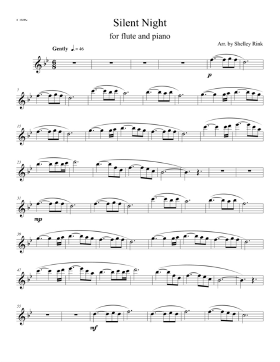 Silent Night for flute and piano Flute Solo scores gallery preview page 1