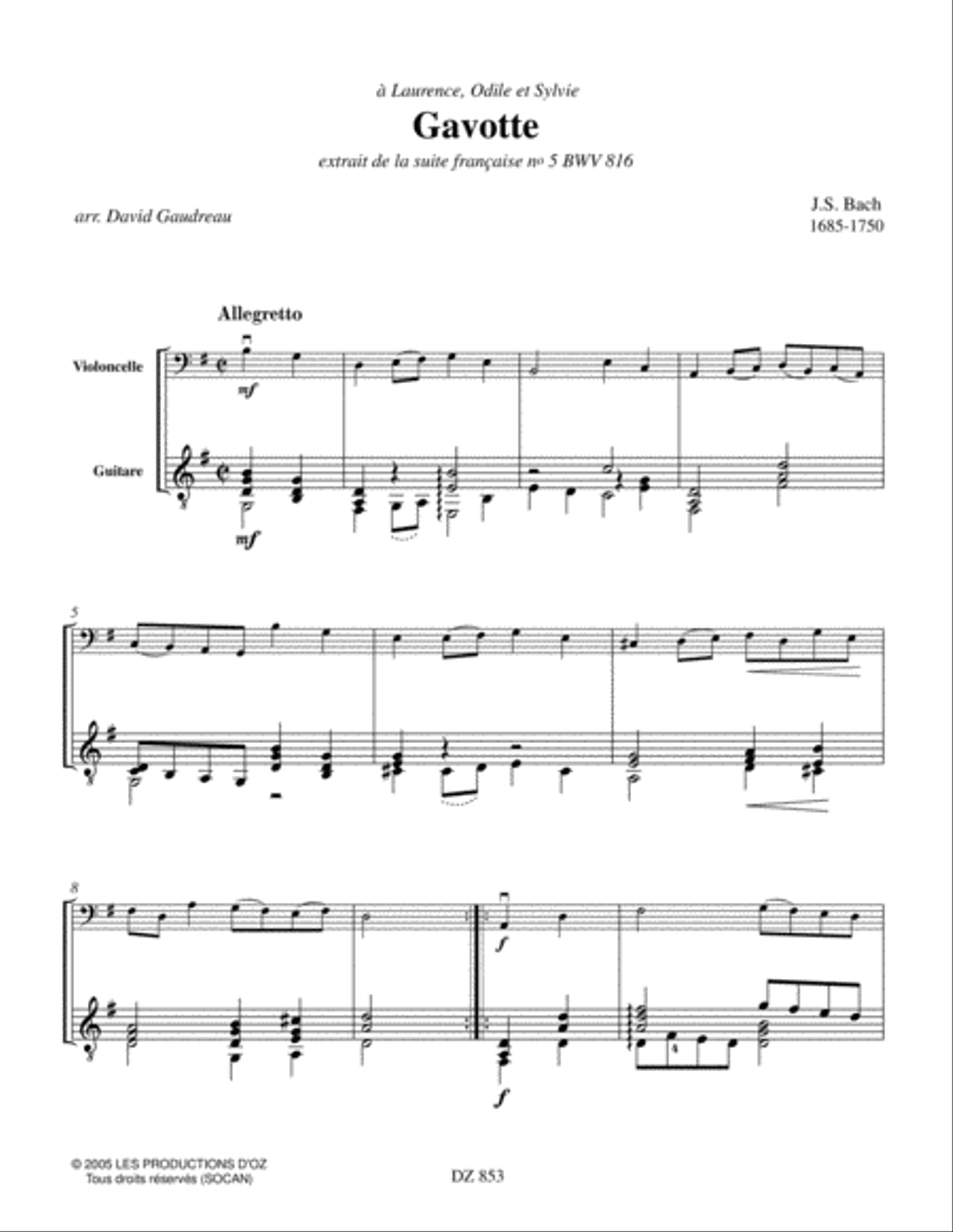 Gavotte et Menuet Cello scores gallery preview page 2