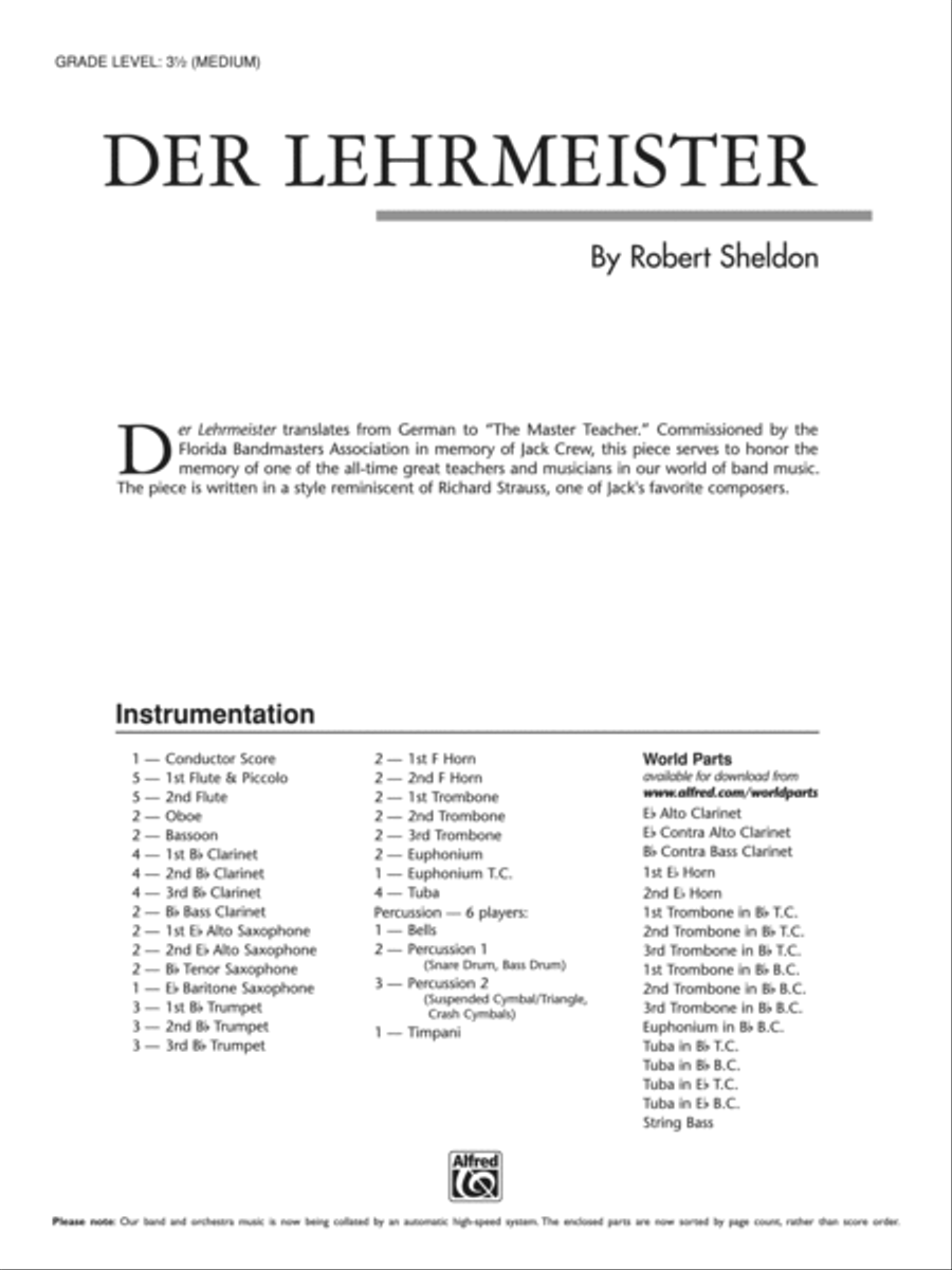 Der Lehrmeister: Score Concert Band scores gallery preview page 1