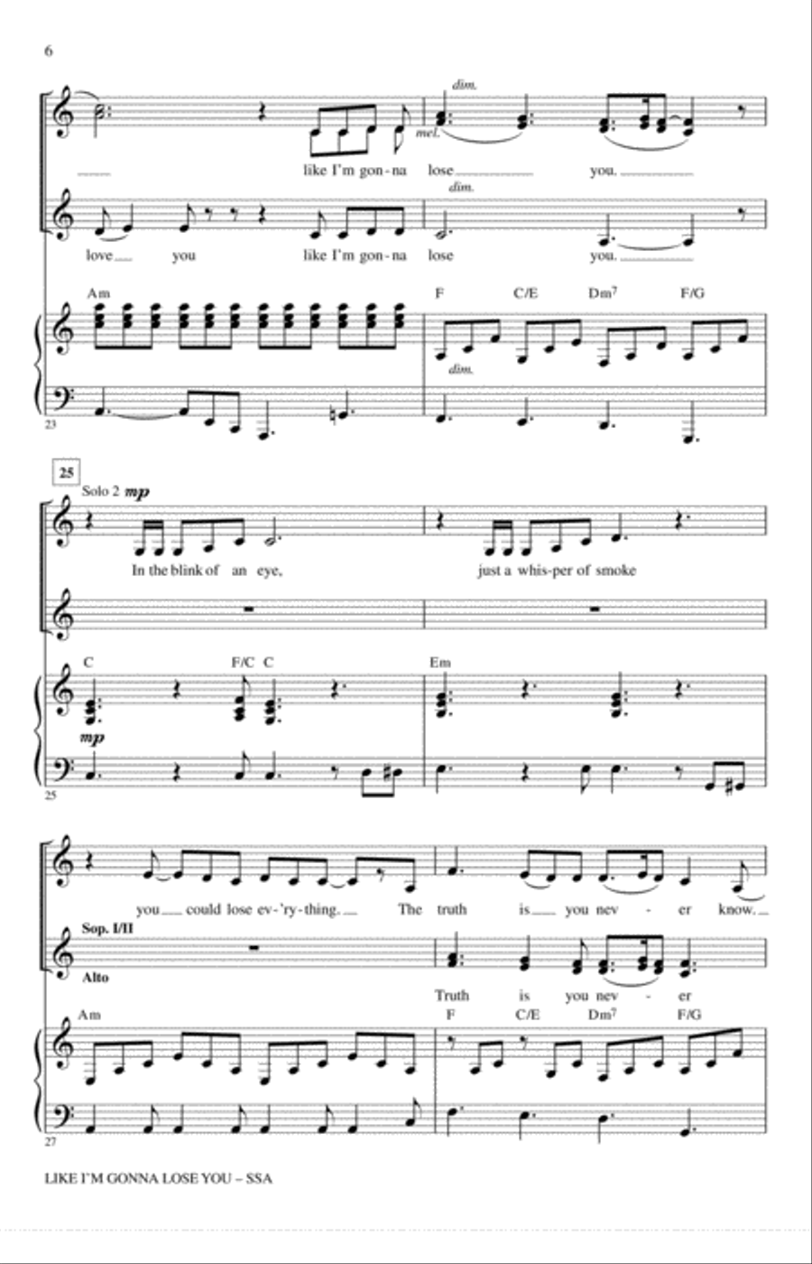 Like I'm Gonna Lose You SSA scores gallery preview page 5