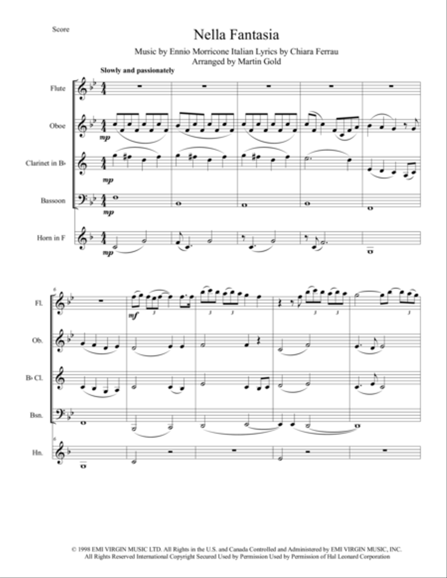 Nella Fantasia Woodwind Quintet scores gallery preview page 1