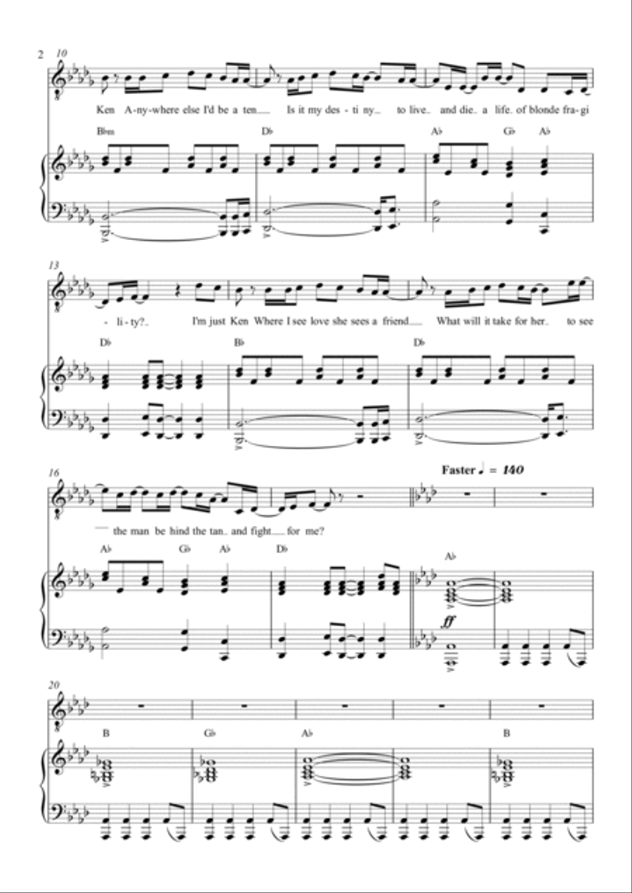 I'm Just Ken Piano, Vocal, Guitar scores gallery preview page 2