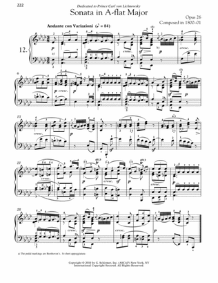 Piano Sonata No. 12 In A-flat Major, Op. 26