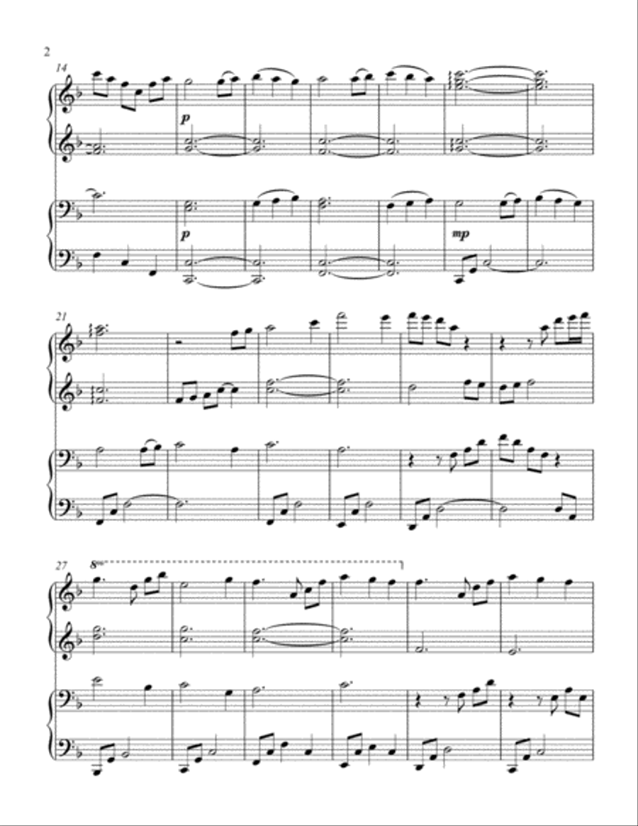 A Still, Silent Night (1 piano, 4 hand duet) 1 Piano, 4-Hands scores gallery preview page 3