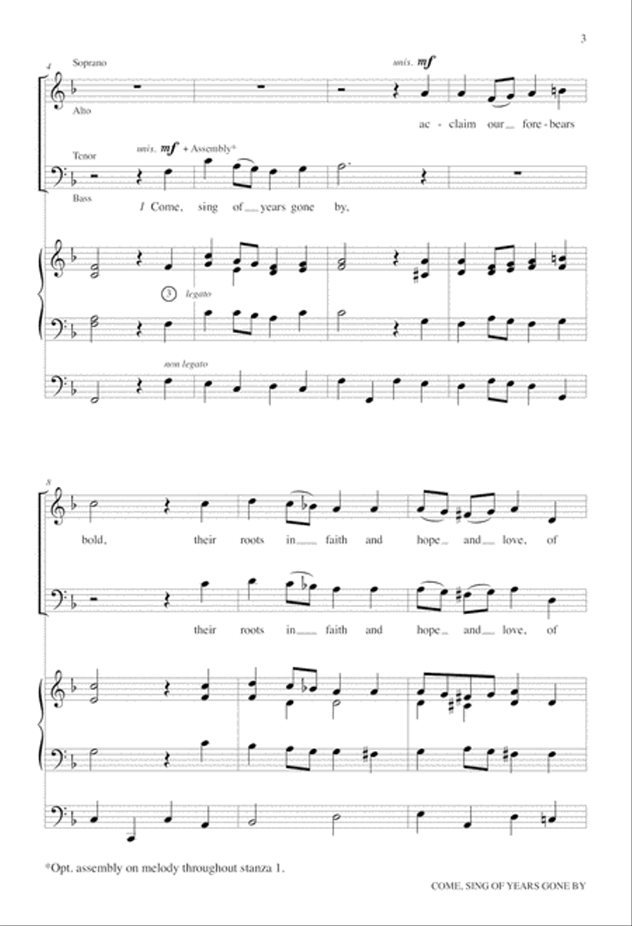 Come, Sing of Years Gone By 4-Part scores gallery preview page 3
