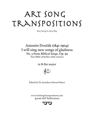 Book cover for DVORÁK: I will sing new songs of gladness, Op. 99 no. 5 (transposed to B-flat major)