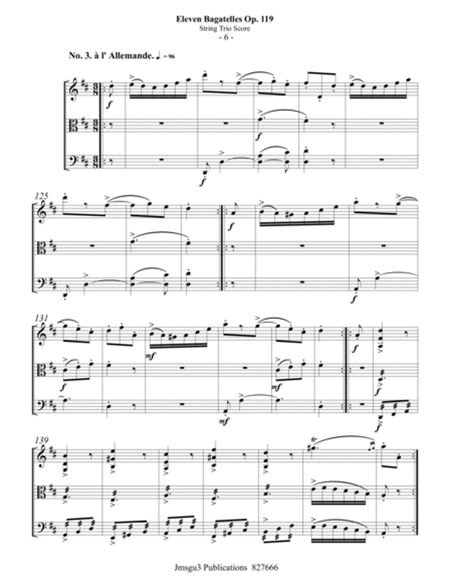 Beethoven: Eleven Bagatelles Op. 119 String Trio - Score Only image number null