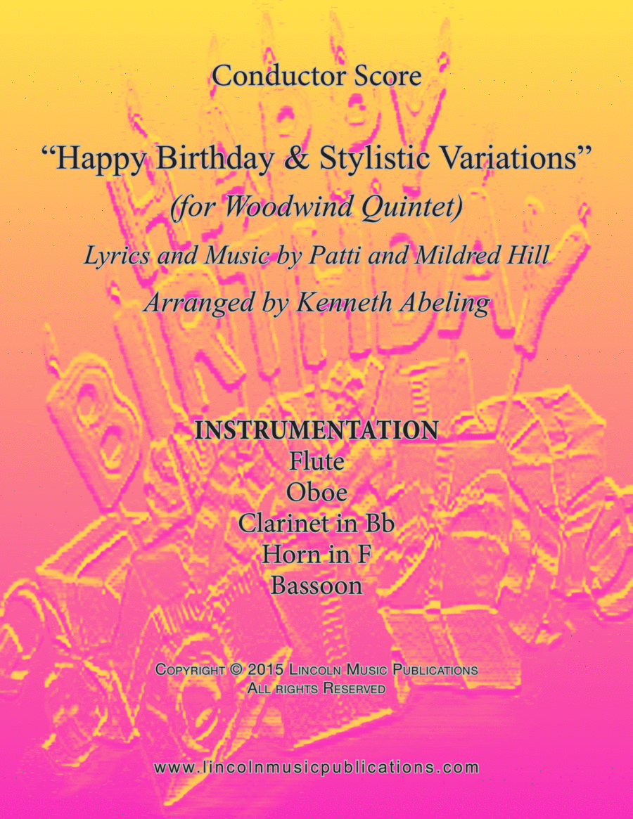 Happy Birthday and Stylistic Variations (for Woodwind Quintet) Woodwind Quintet scores gallery preview page 1