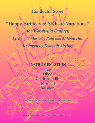 Book cover for Happy Birthday and Stylistic Variations (for Woodwind Quintet)