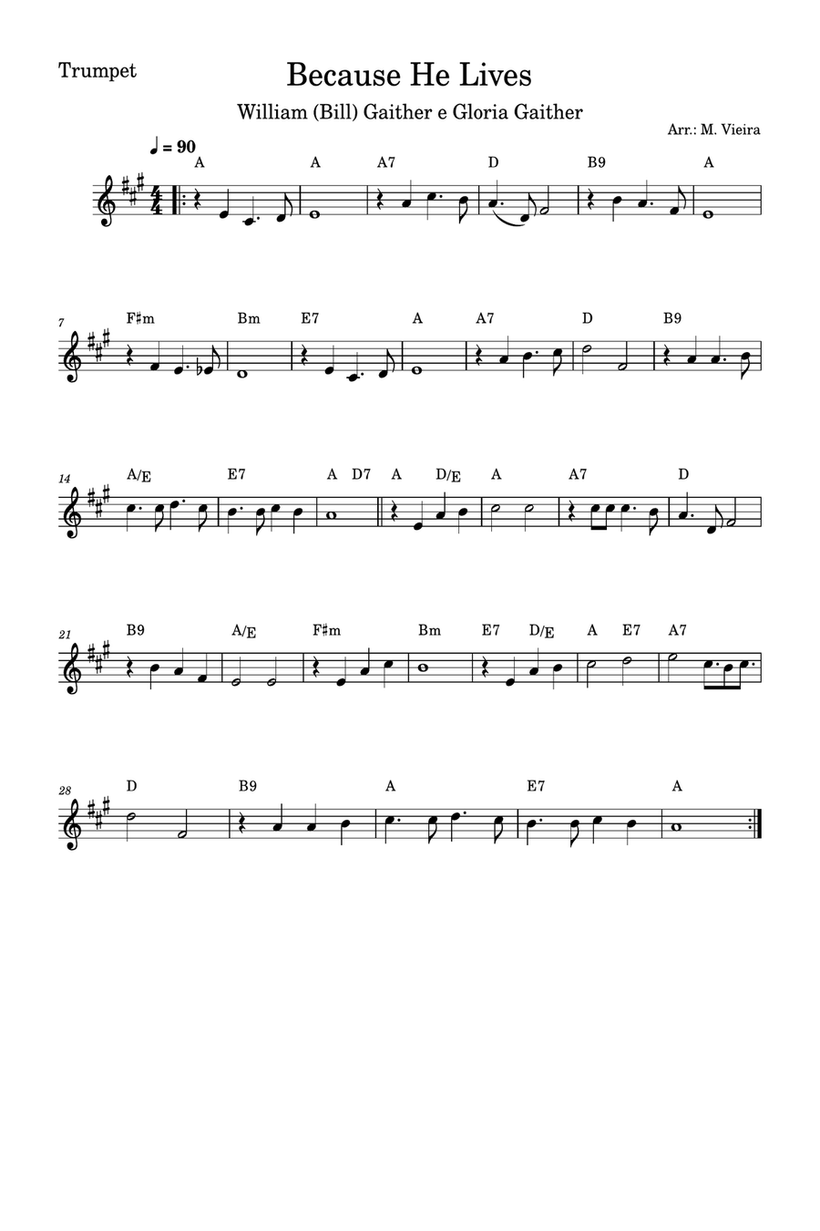 Because He Lives Because He Lives B-Flat Trumpet scores gallery preview page 1