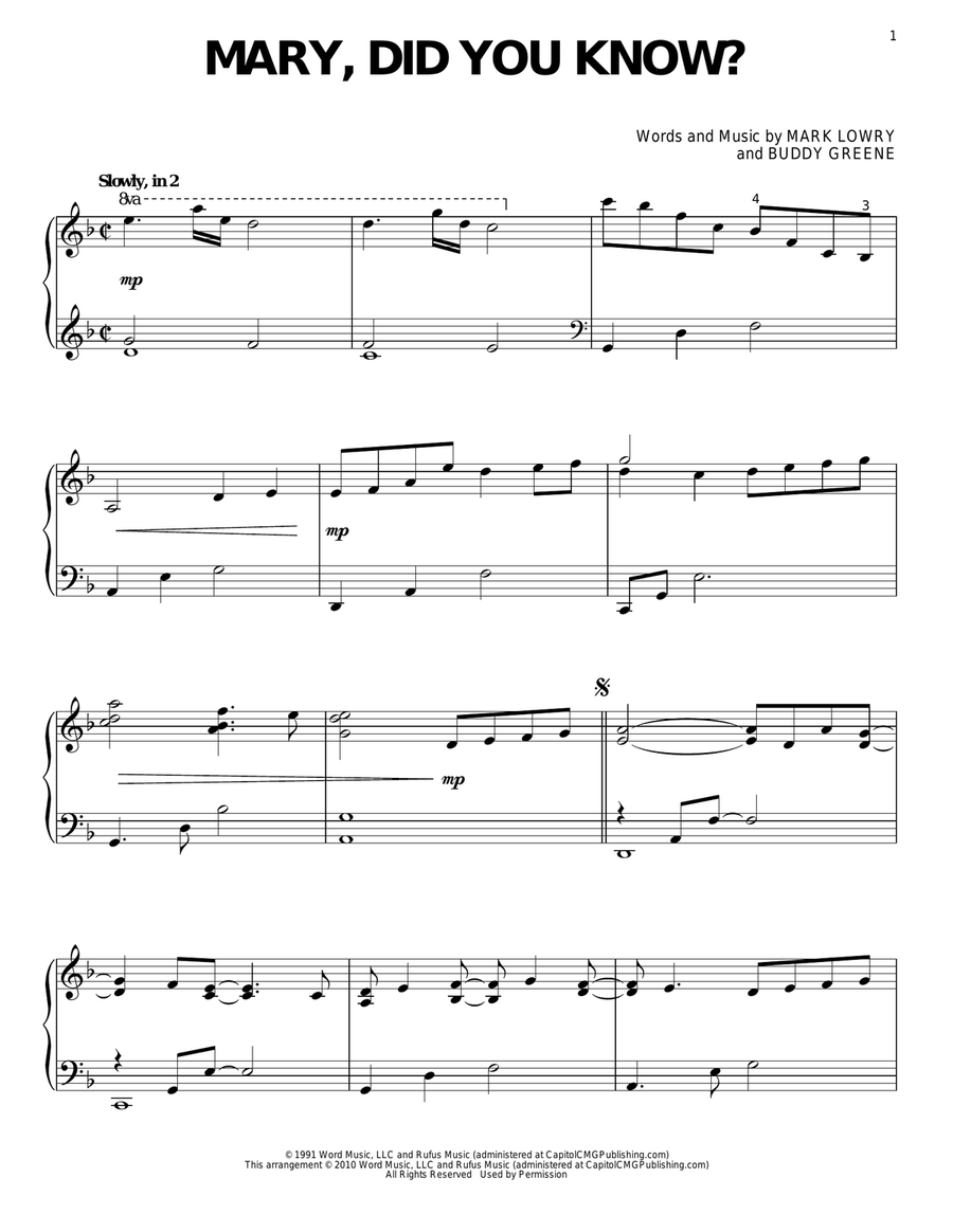 Mary, Did You Know? Piano Solo scores gallery preview page 1