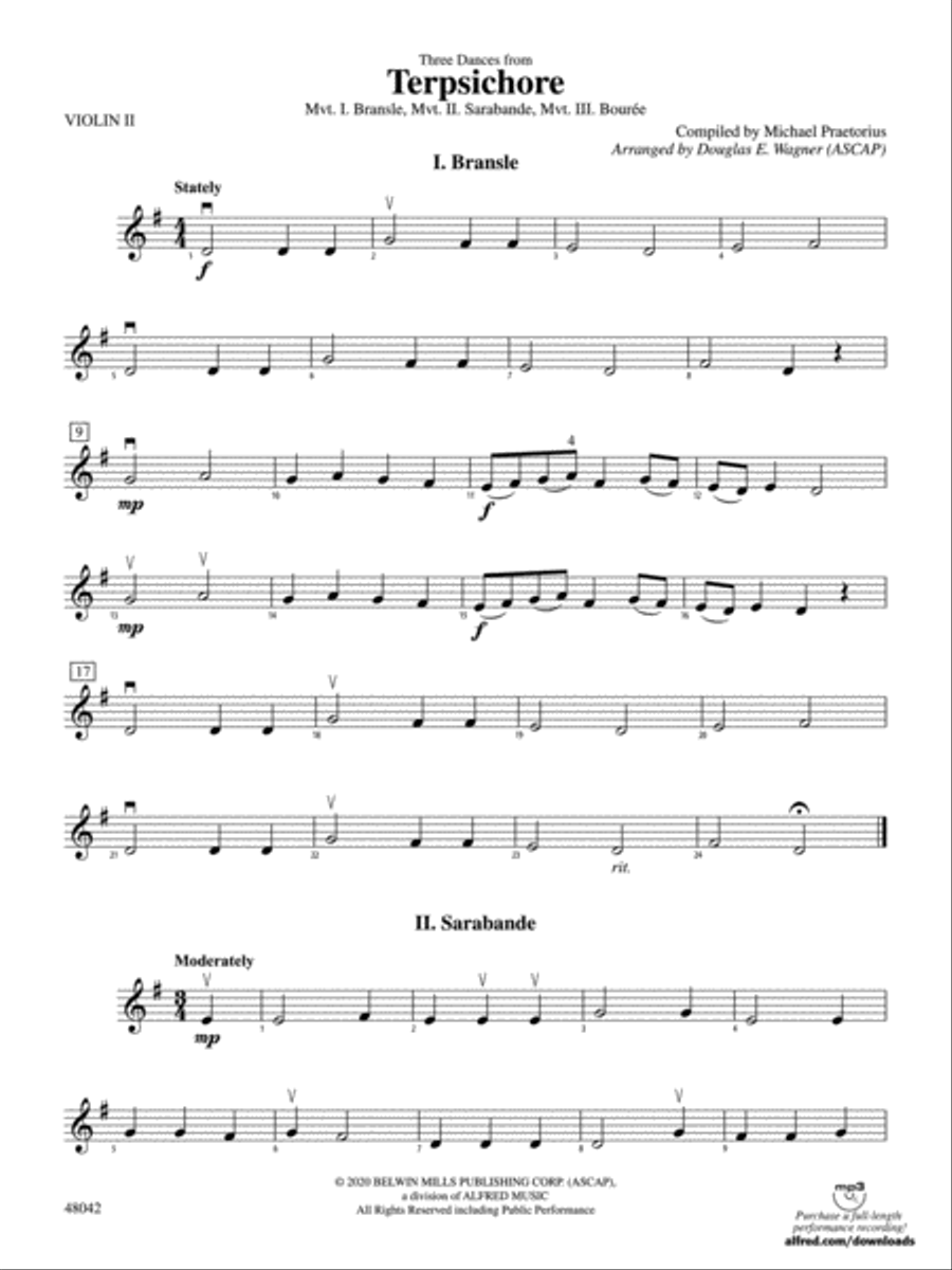 Terpsichore: 2nd Violin String Orchestra scores gallery preview page 1