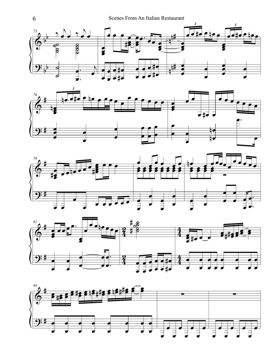 Scenes From An Italian Restaurant Piano Solo scores gallery preview page 6