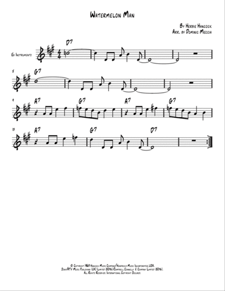 Watermelon Man Woodwind Duet scores gallery preview page 1