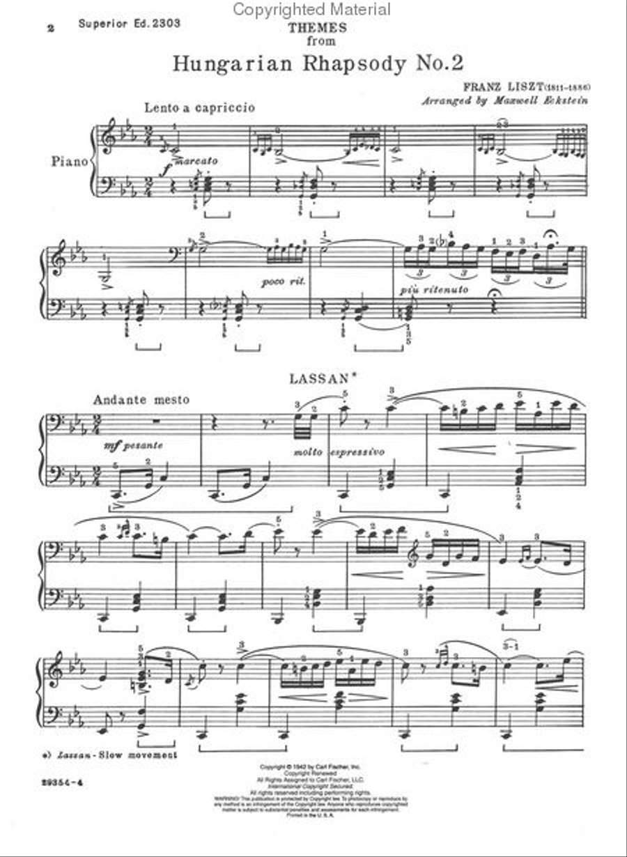 Themes from Hungarian Rhapsody No. 2 Piano Solo scores gallery preview page 2