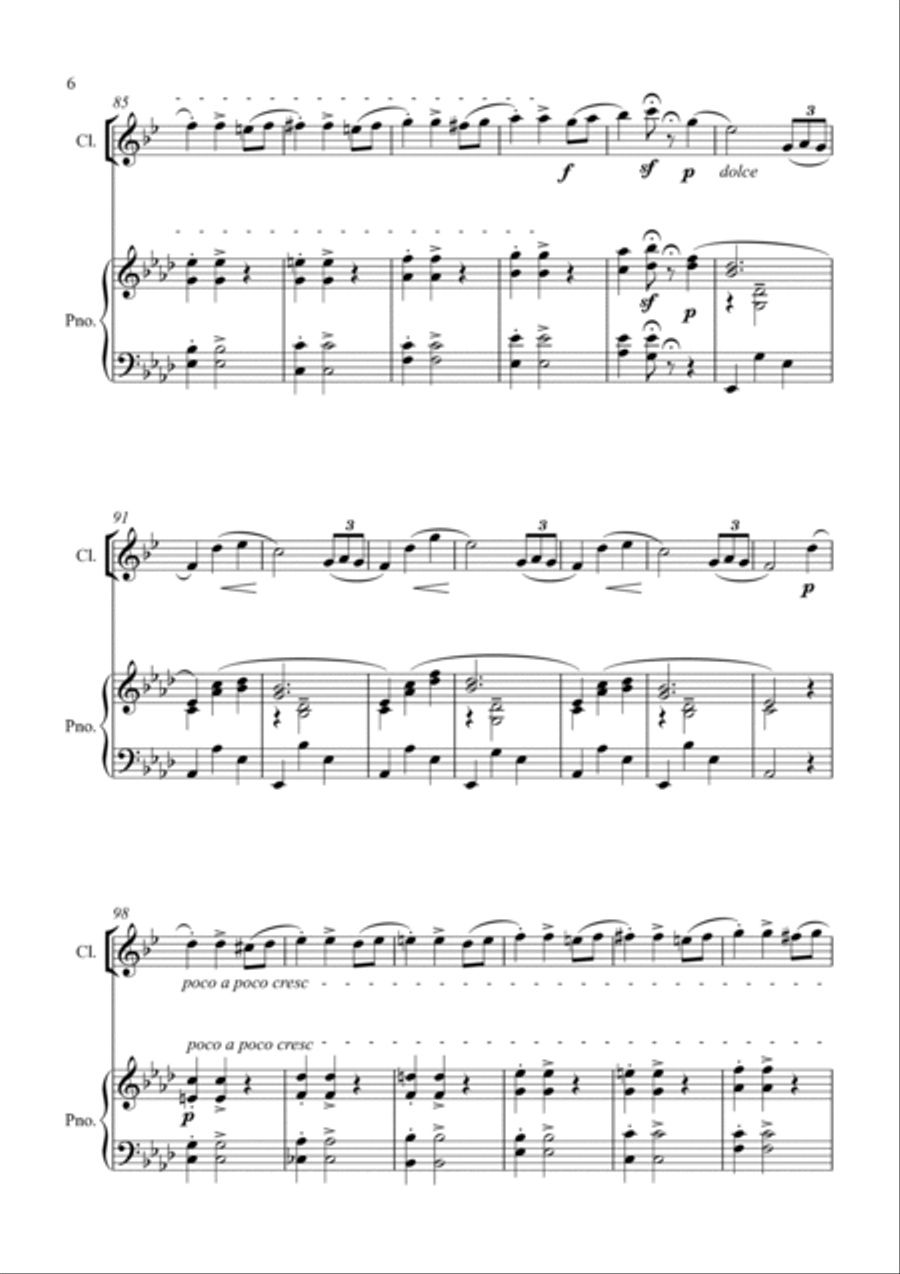 Chopin Waltz Op.69 No.1 (For Clarinet in Bb and Piano) B-Flat Clarinet scores gallery preview page 6