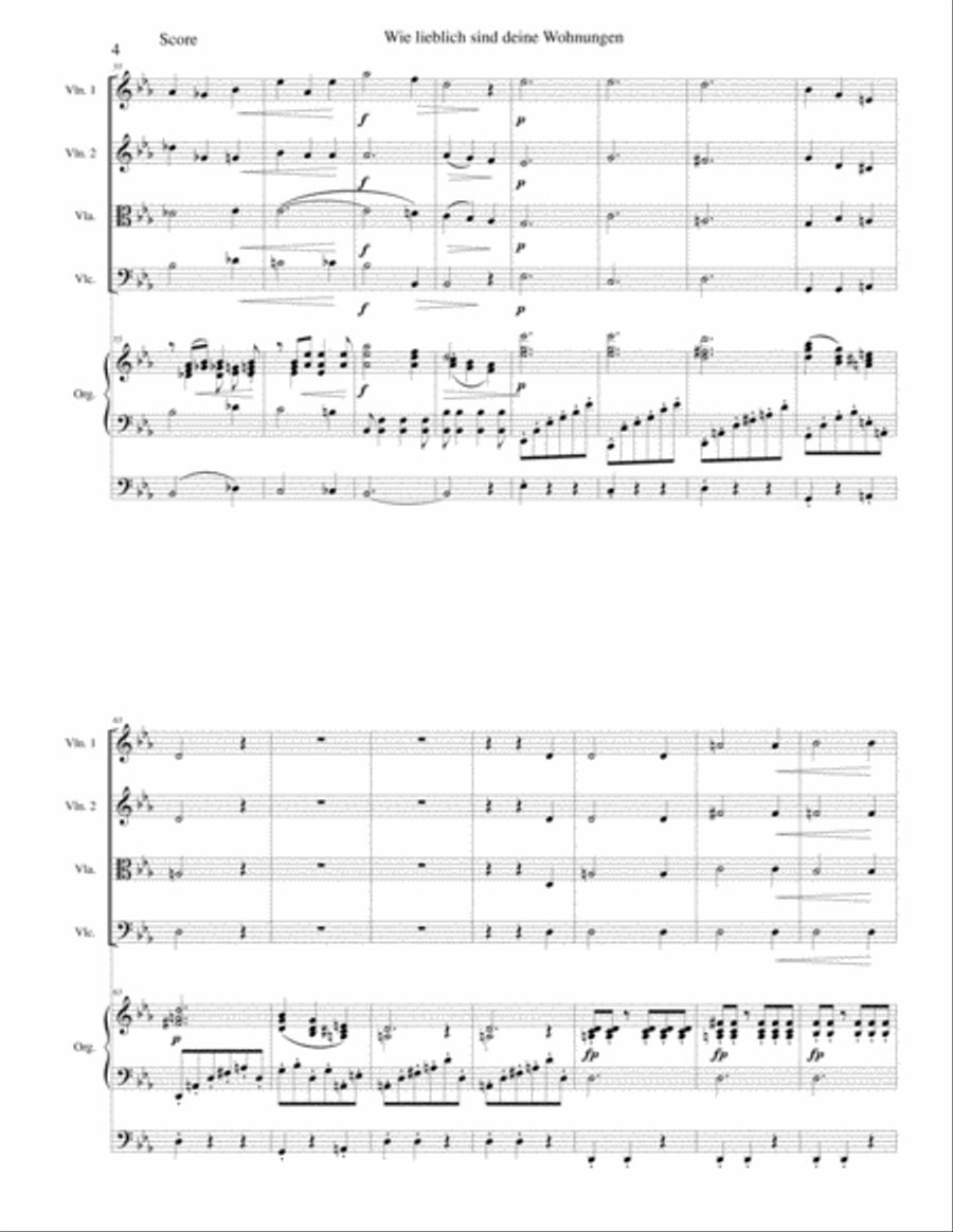 Wie lieblich sind deine Wohnungen (How lovely is Thy dwelling place) for string quartet and organ String Quartet scores gallery preview page 4