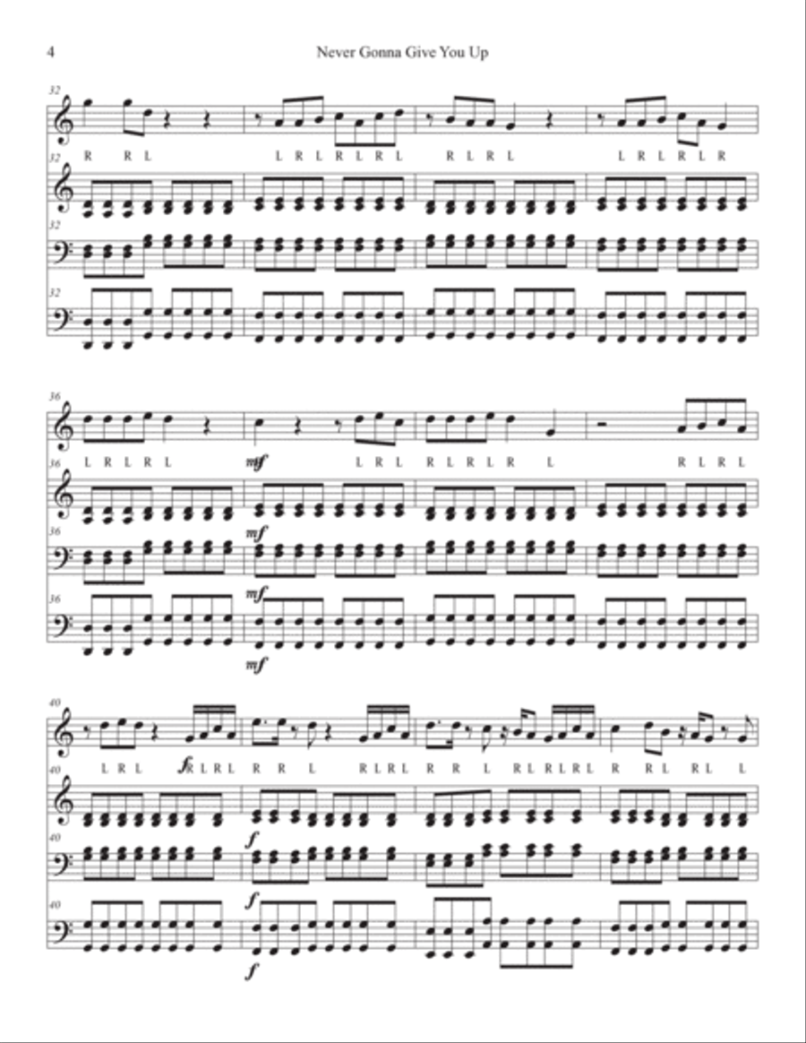 Never Gonna Give You Up Never Gonna Give You Up Marimba scores gallery preview page 4