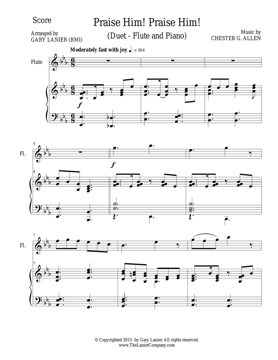 PRAISE HIM! PRAISE HIM! (Duet – Flute and Piano/Score and Parts) Woodwind Duet scores gallery preview page 2