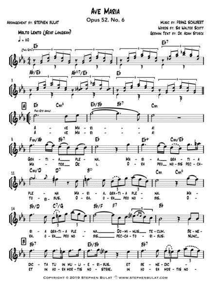 Ave Maria (Schubert) - Lead sheet (key of Eb)