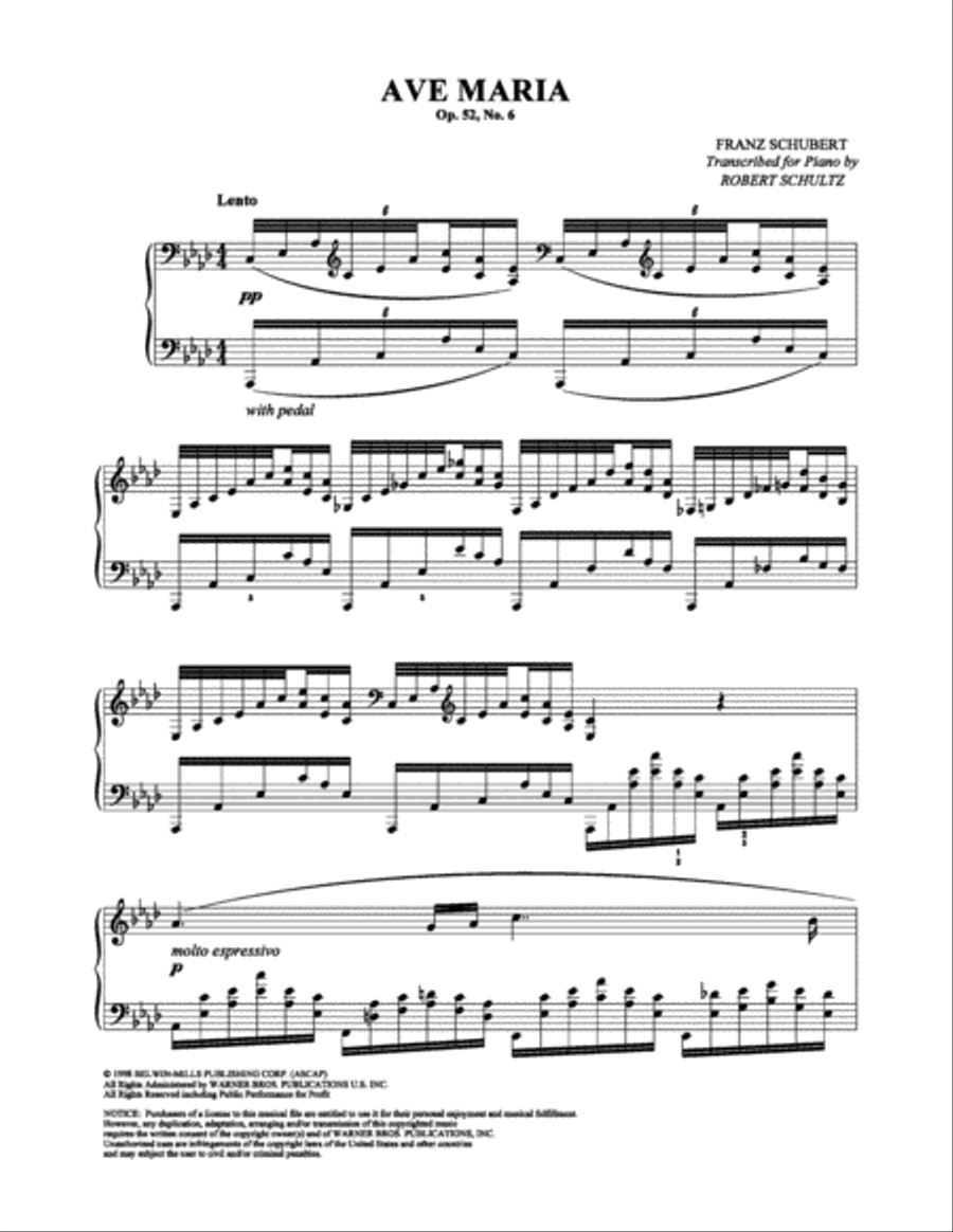 Ave Maria (Schubert) Ave Maria (Schubert) Piano Solo scores gallery preview page 1