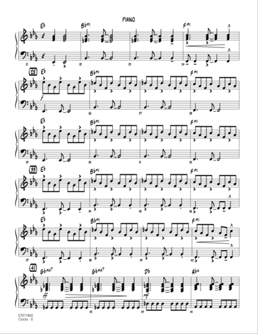 Clocks - Piano Clocks - Piano Jazz Ensemble scores gallery preview page 2