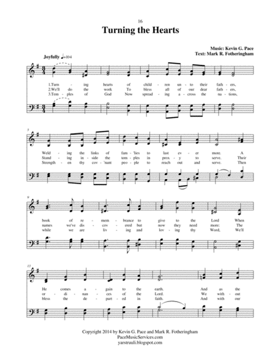 Turning the Hearts - an original hymn for SATB voices image number null