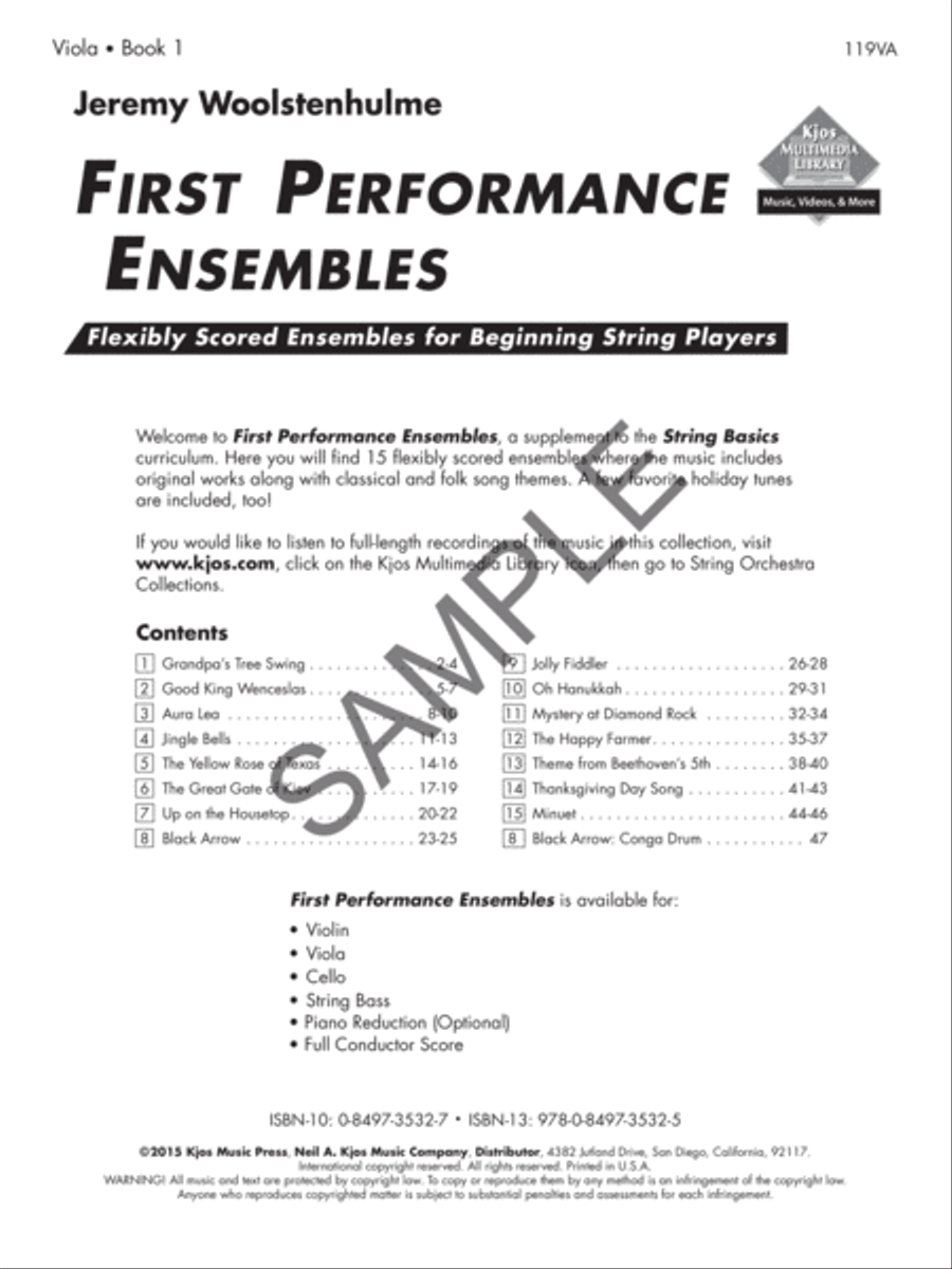 String Basics First Performance Ensembles - Book 1 - Viola Chamber Orchestra scores gallery preview page 2