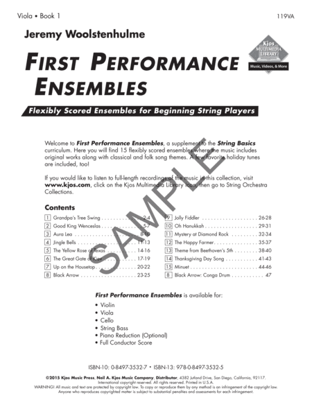 String Basics First Performance Ensembles - Book 1 - Viola