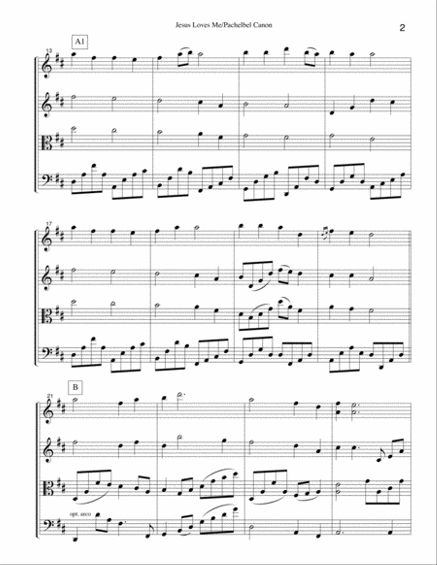 Jesus Loves Me Pachelbel Canon for string quartet String Quartet scores gallery preview page 4