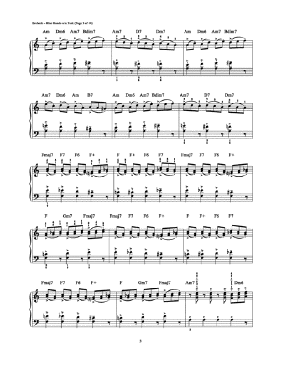 Blue Rondo a la Turk Piano Solo scores gallery preview page 3