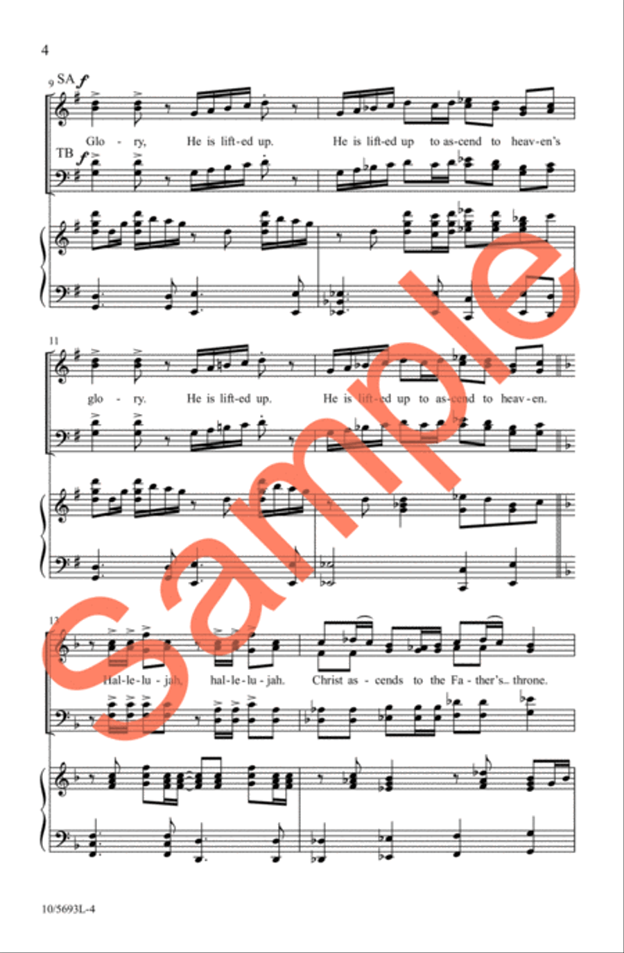 He Is Lifted Up 4-Part scores gallery preview page 4