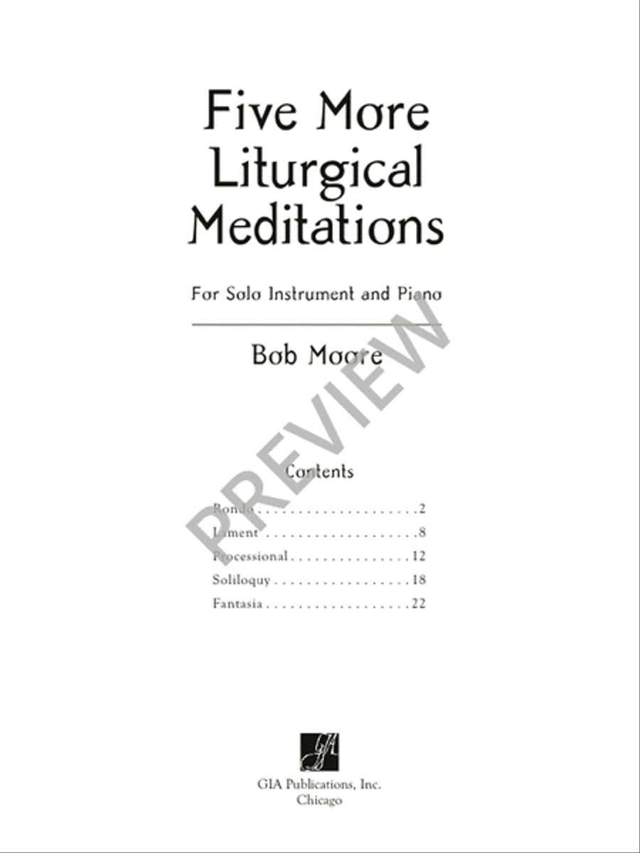 Five More Liturgical Meditations C Instrument scores gallery preview page 3