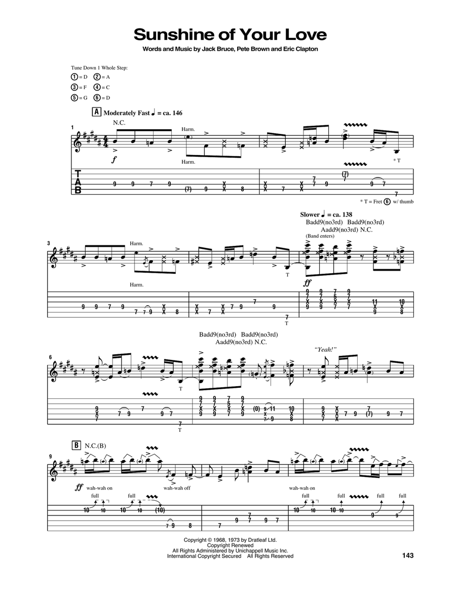 Sunshine Of Your Love Acoustic Guitar scores gallery preview page 1