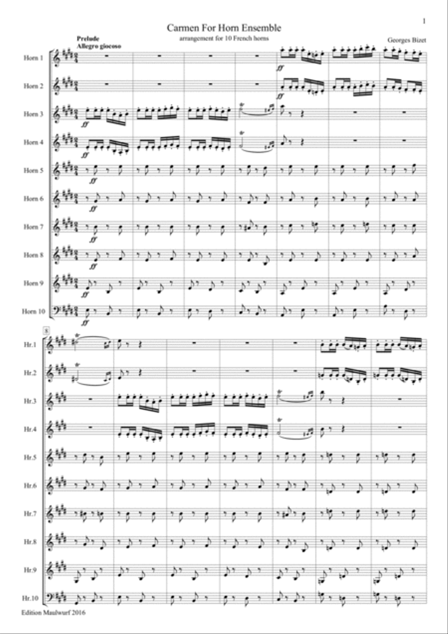 Carmen For Horn Ensemble Carmen For Horn Ensemble Horn scores gallery preview page 3
