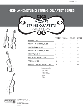 Book cover for Mozart String Quartets: 1st Violin