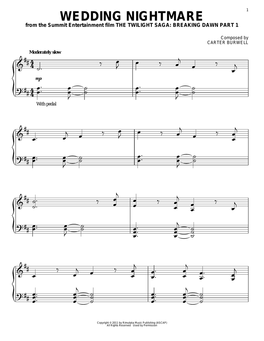 Wedding Nightmare Piano Solo scores gallery preview page 1